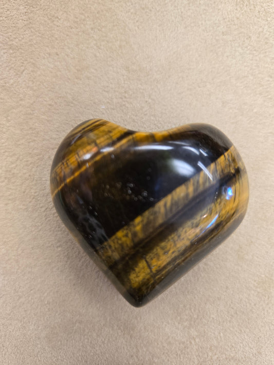 1129 Gold Tiger Eye Puffy Heart